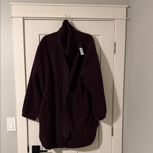 Old Navy Women's Rich Burgundy Teddy Jacket